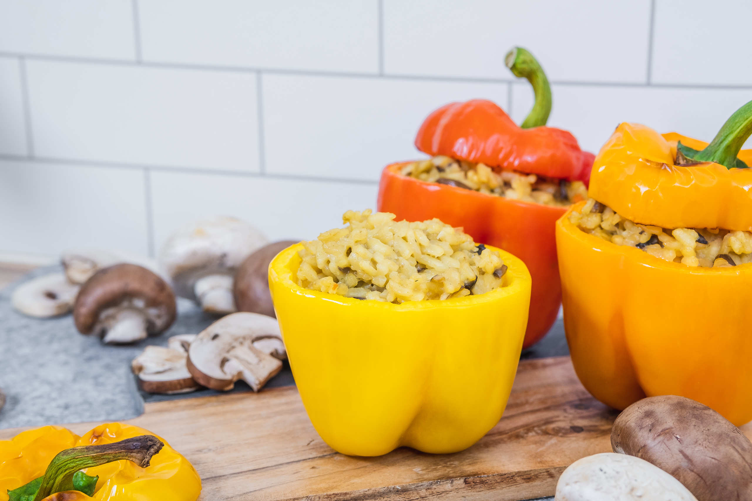 Creamy mushroom risotto pepper